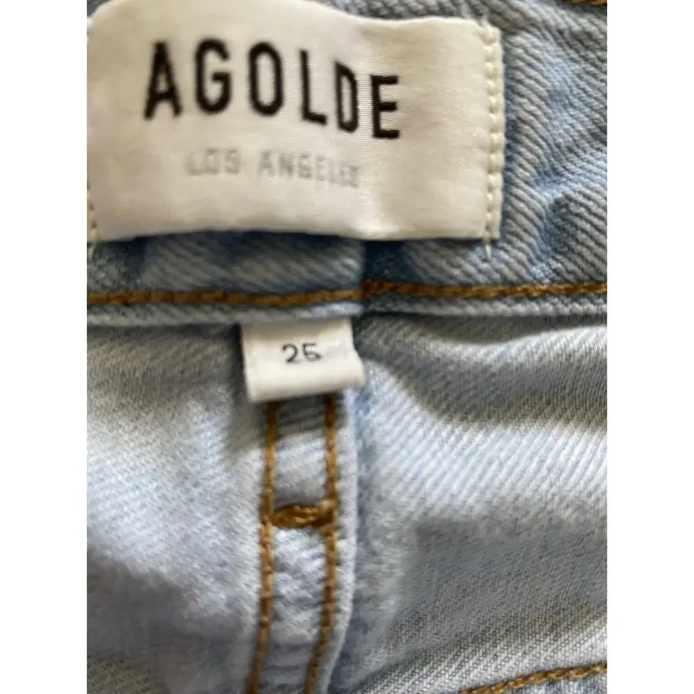 AGOLDE PARKER Jeans Button Fly Straight Cropped Relaxed Pivot Light Wash 25